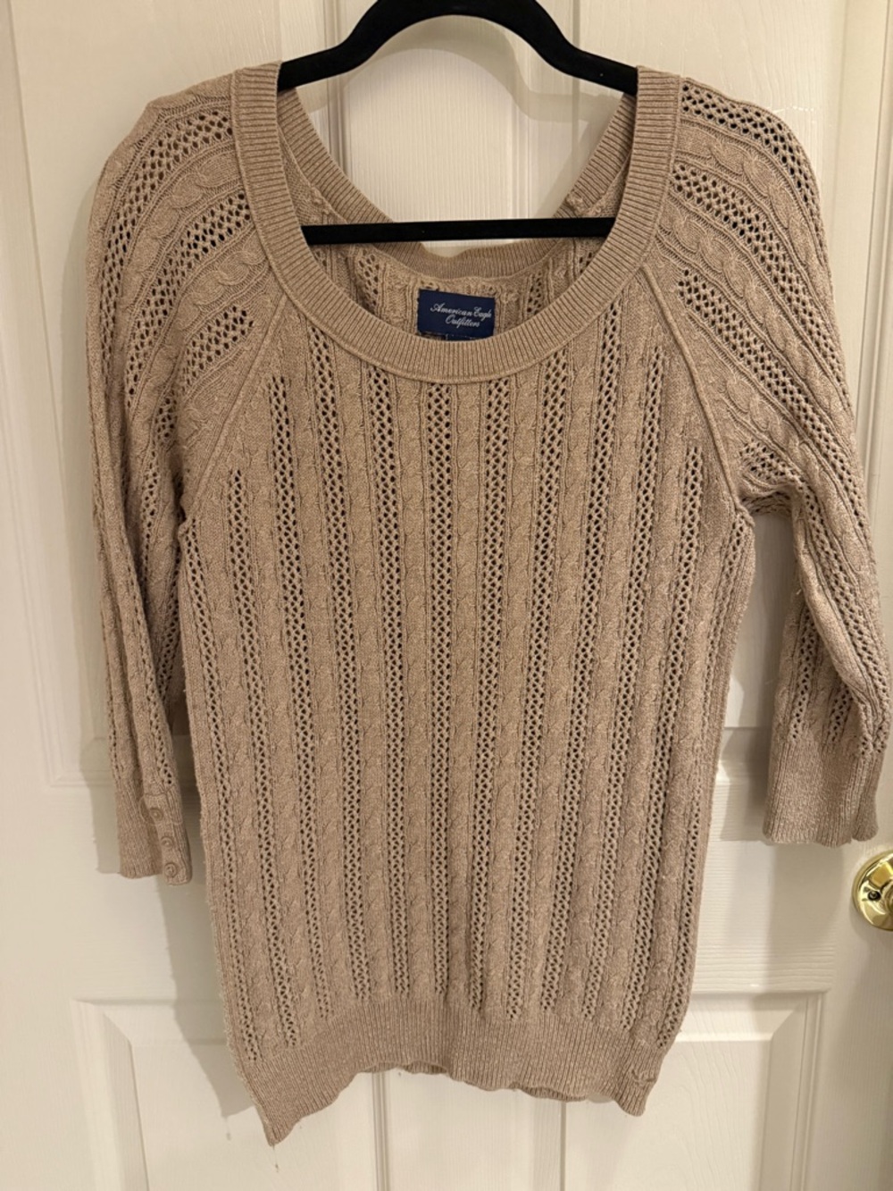 American Eagle-  Cocoa Open-Knit Sweater- women’s large